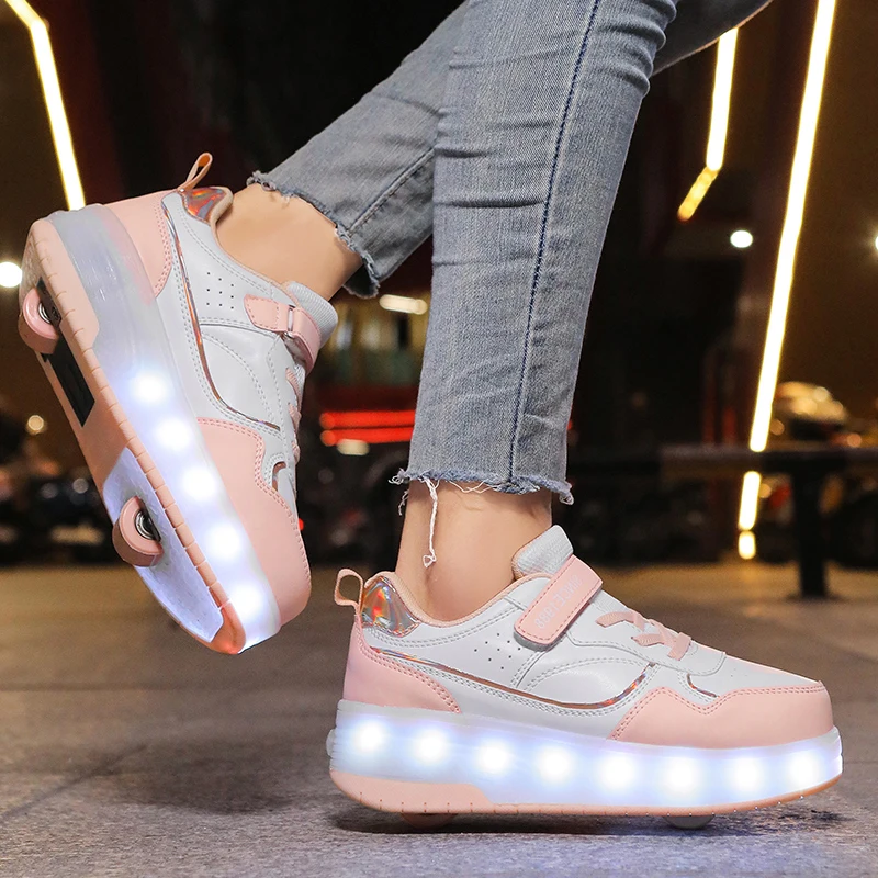 Scarpe da pattinaggio a rotelle bambini Sport all\'aria aperta Chlid Snerkers ragazzi calzature ragazze 2 ruote stivali giocattolo per bambini gioco