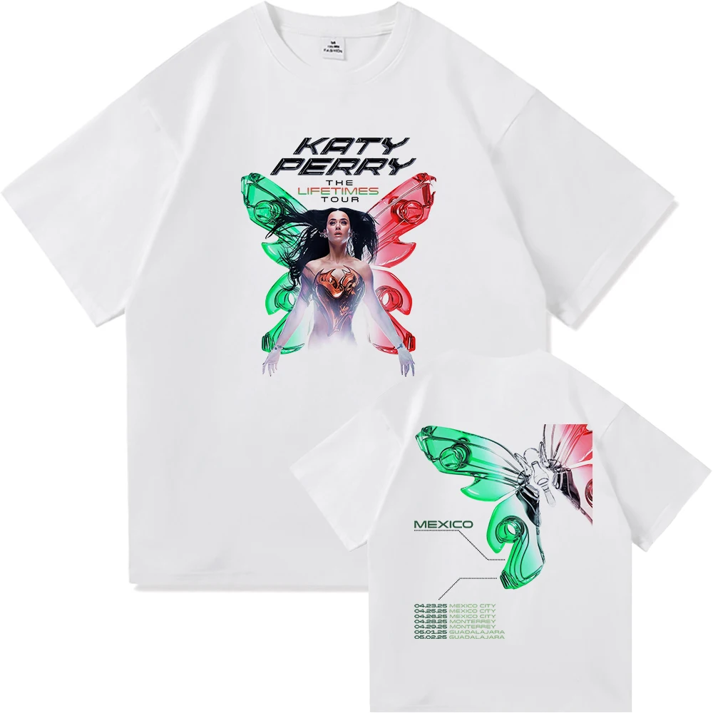 كاتي بيري مدى الحياة المملكة المتحدة أوروبا المكسيك أستراليا جولة الولايات المتحدة 2025 تي شيرت موضة النساء/الرجال خمر القطن تي الملابس