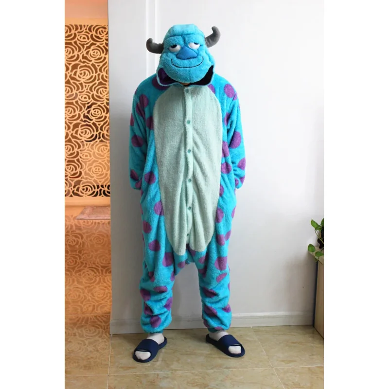 Monster James P. Sullivan and Mike Wazowski Kigurumi Adult's Cartoon Costume Sully Onesies Pajama For Halloween Carnival Party