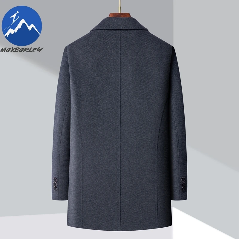 Maxbarley เสื้อขนสัตว์ฤดูหนาวผู้ชายหรูหราที่ถอดออกได้ Goose Down เรียงรายแจ็คเก็ตแฟชั่นหิมะ WARM สองด้านหนา Overcoat