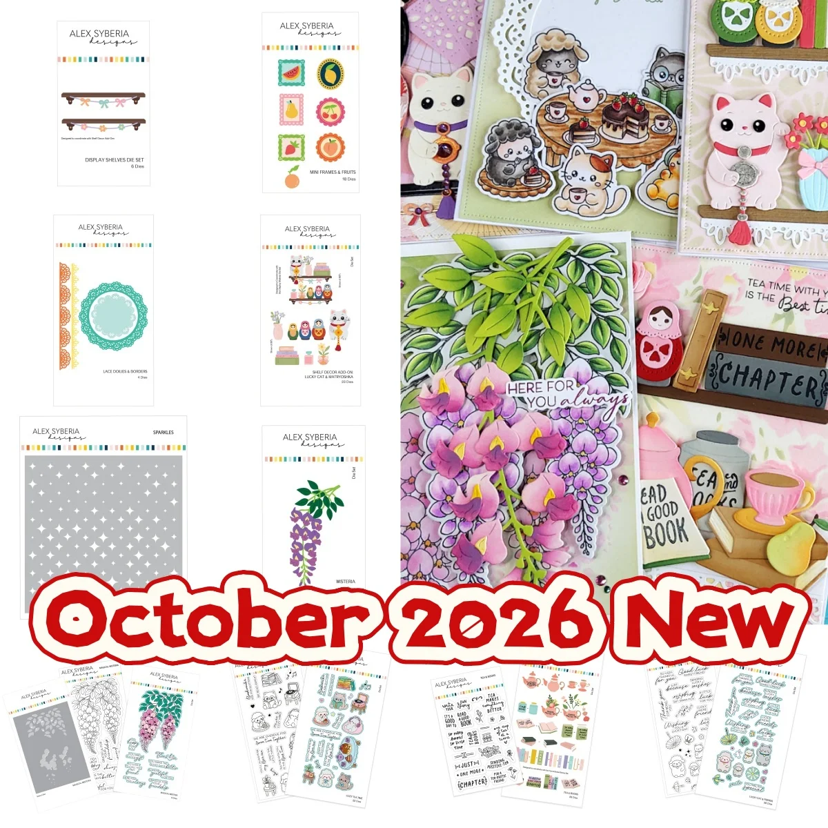 Cozy Tea Time Books Metal Cutting Dies Clear Stamps Stencil For DIY Decorating Scrapbook Paper October Autumn 2026 Release