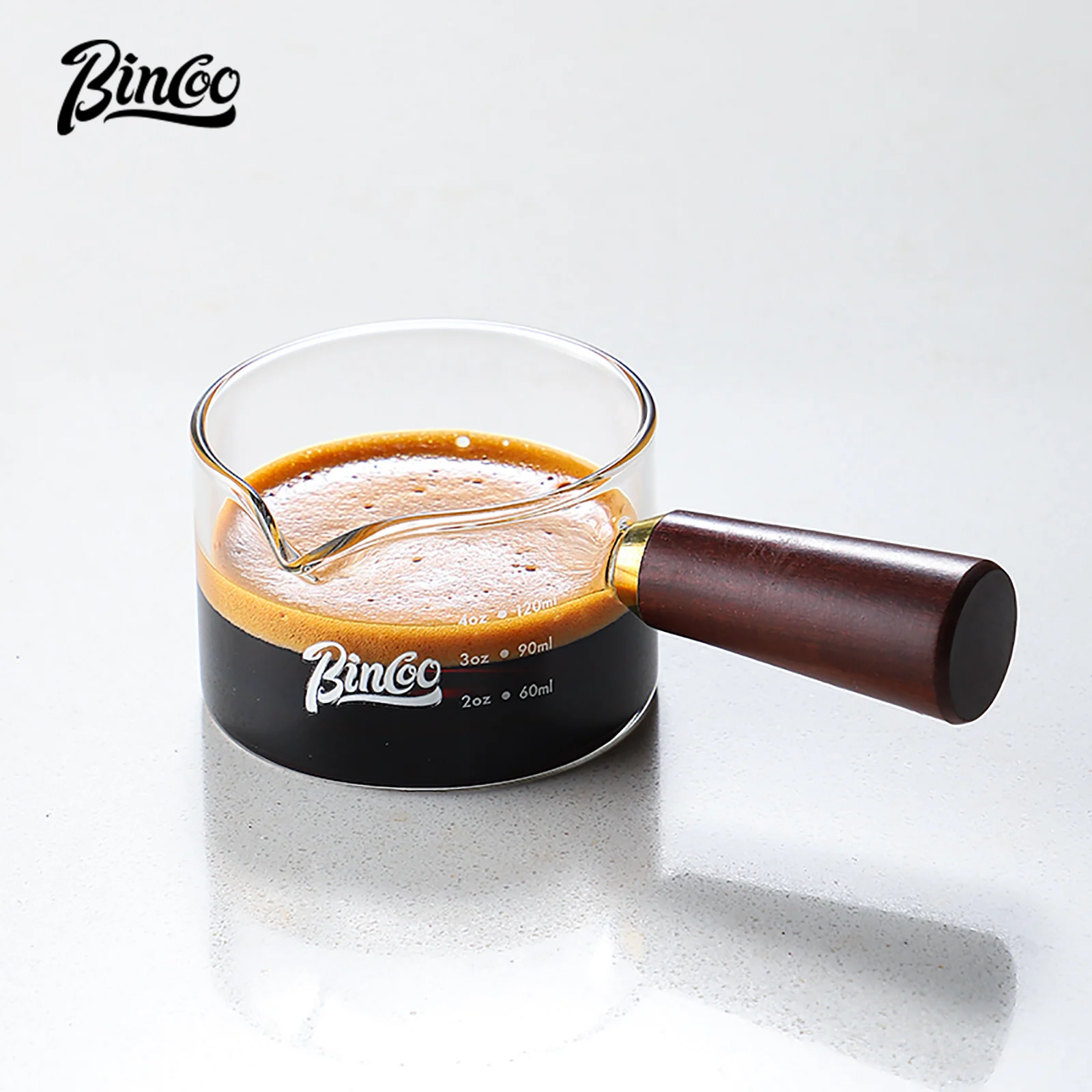 

Bincoo Espresso Coffee Extraction Cup With Scale Glass Measuring Cup Espresso Cup Wooden Handle Small Milk Cup Milk Jug Ounce Cu