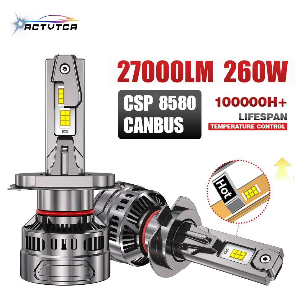 ACTVTCA 260W H4 H7 Led Headlight 27000LM Led Lights for Car 6000k H1 H8 H11 HB3 HB4 9005 9006 9012  12V 24V