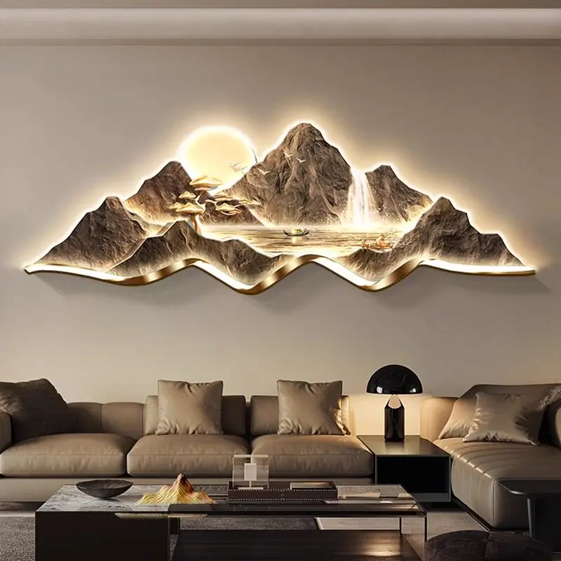 eh-large wall decorative painting Led light interior high-end painting sofa background tableau décoration mural room decoration-
