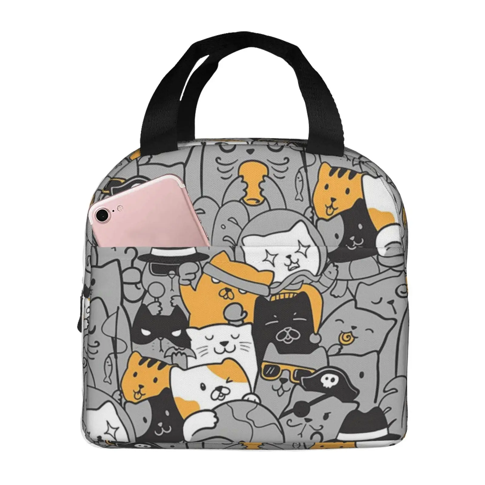 

Kawaii Cute Cat Lunch Bags Insulated Lunch Box for Women Men Tote Bag Lunch Container for Work Travel Outdoors Picnic