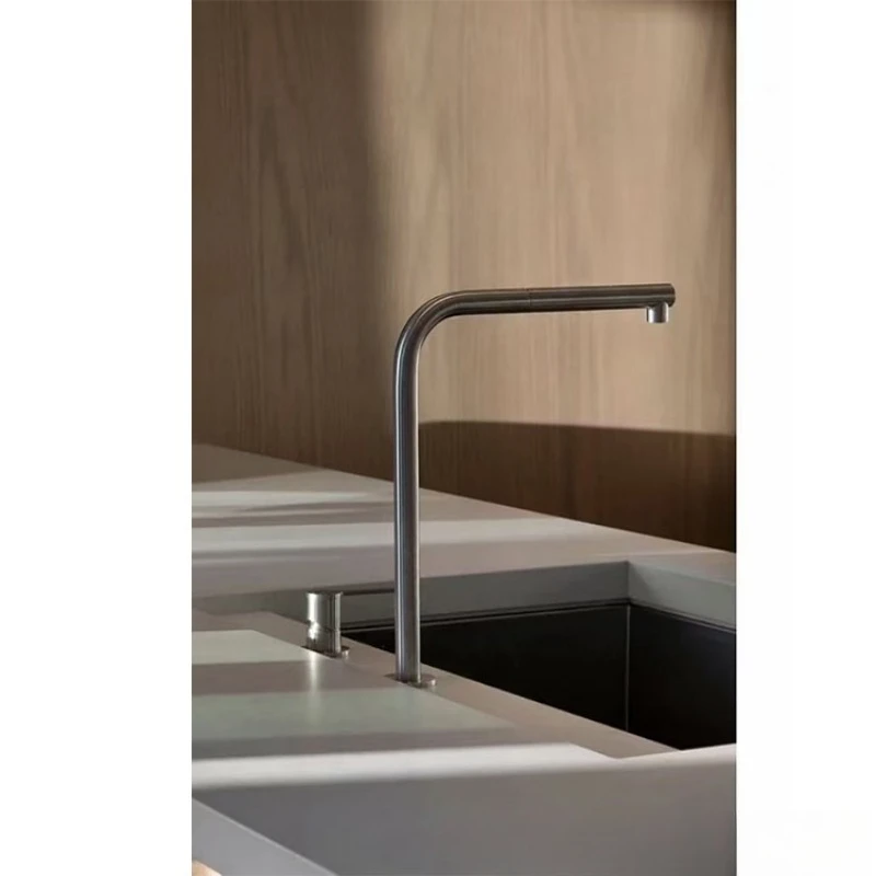 Brushed, kitchen faucet, hot and cold, pullable