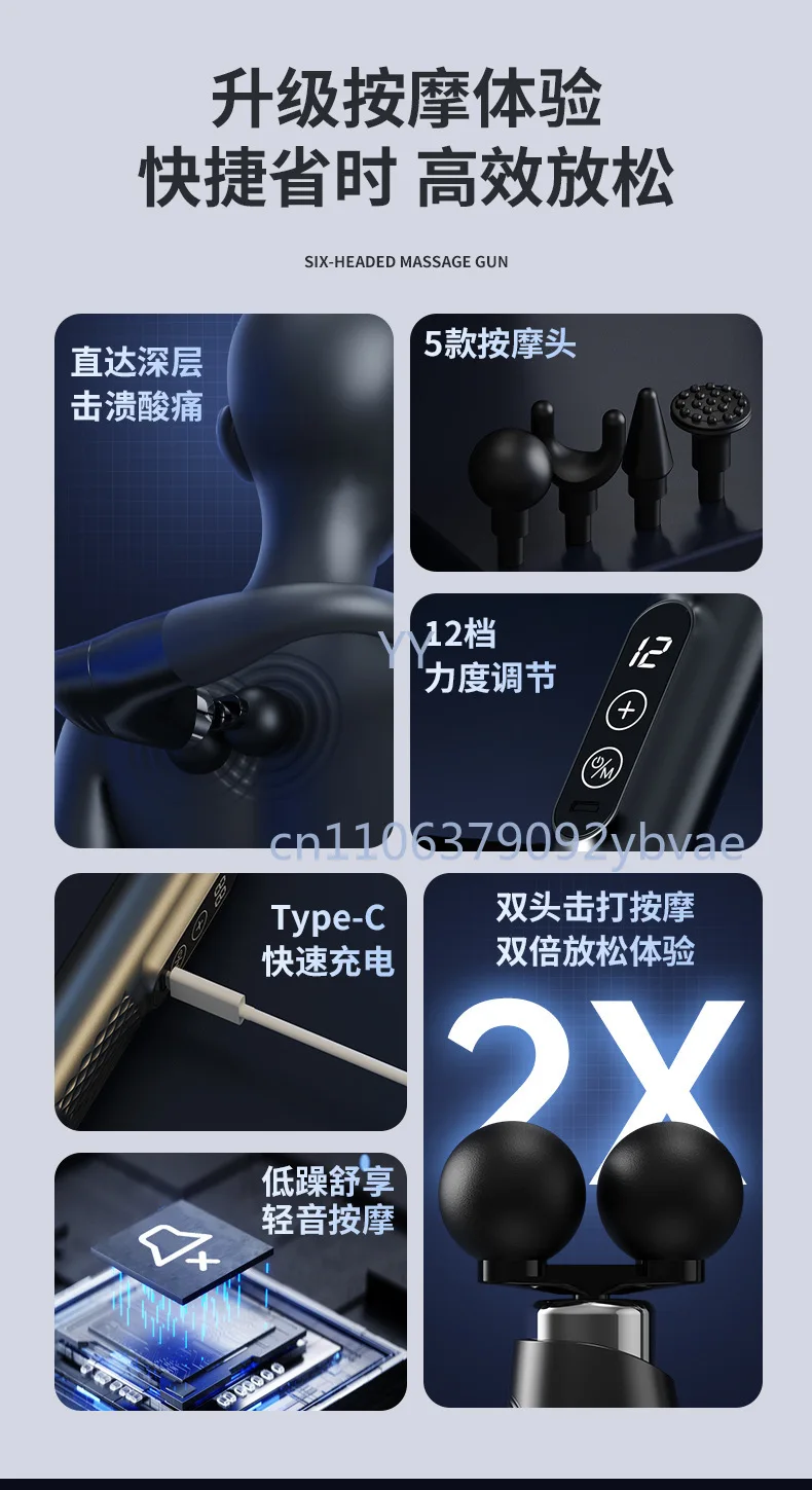 

Handheld Electric Muscle Massager Fascial Gun Vibration Stick for Whole Body Pain Relief - Relaxation for Shoulder Cervical Back