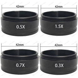 0.3X 0.5X 0.7X 1.5X 2X Auxiliary Barlow Objective Lens M42 42mm Mount Thread Microscope Camera For 10A 120X/180X/300X Lens