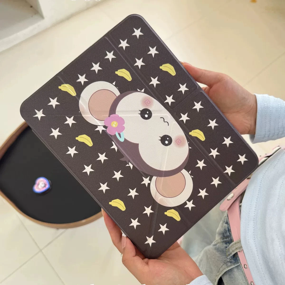 Ins Korean Cute Star Monkey Y2K Tablet Case For iPad Pro 13in 11th M5 M4 12.9in A16 7/8/9/10th Air4/5/6/7 11in M2 M3 Mini Cover