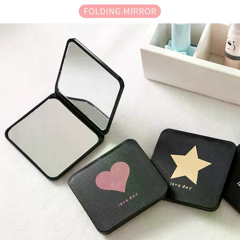 Makeup Mirror Mini Square Makeup Vanity Mirror Portable Hand Mirrors Double-sided Compact Mirror Pocket Cosmetic Mirror Foldabl
