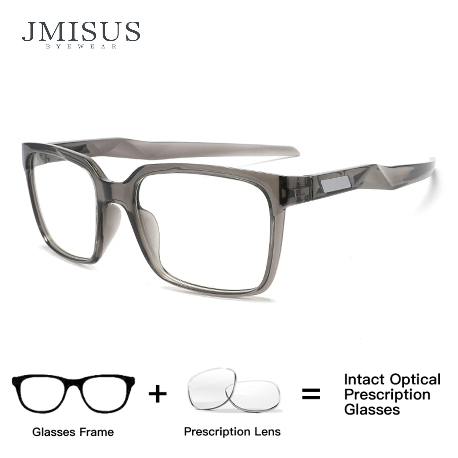 

JMISUS Custom Men Prescription Sports Glasses TR90 Square Frame with Blue Light Filter Lenses for Computer Work and Screen Use
