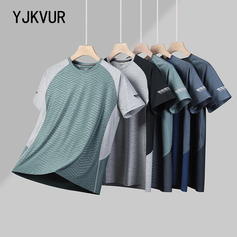 Summer New Men's Workout Running Shirts Moisture Wicking T-Shirts Sports Gym Athletic Comfortable Breathable Short Sleeve Tops