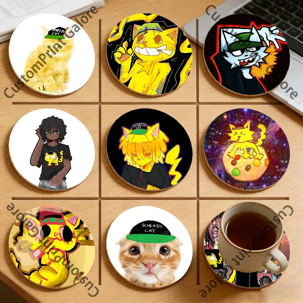 

W-Wifiskeleton Cat Eco-Friendly Pine Coasters HD Print Design Non-Slip, Heat-Resistant Table Protection