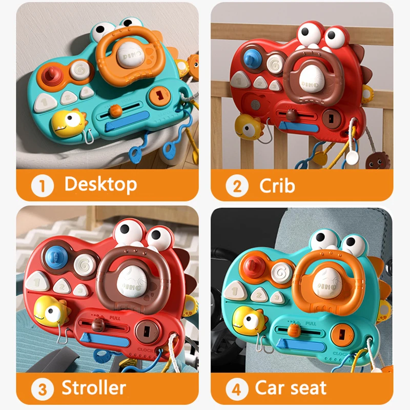 아기 핸들 바쁜 보드 몬테소리 장난감 감각 발달 당김줄 실리콘 치아발육 활동 여행 장난감 아기 1~2세