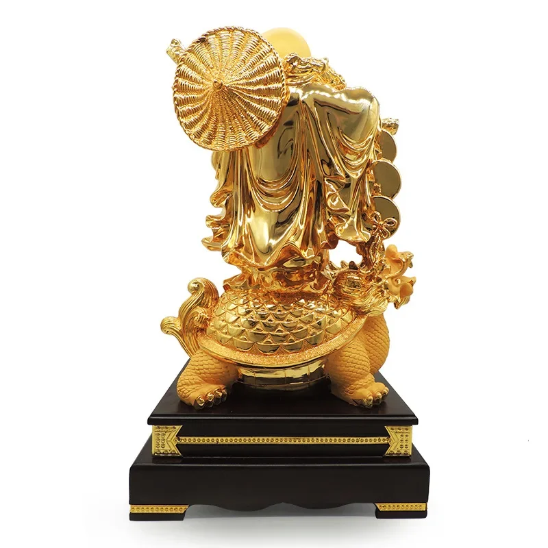 Dropship High Quality Maitreya Hotei Bouddha Statue Chinese Gold Resin Laughing Buddha Statue