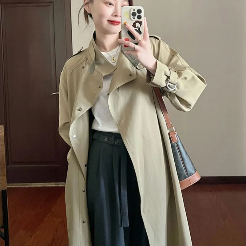 

Trench Coat for Small Women New Mid-Length Stitching Frock