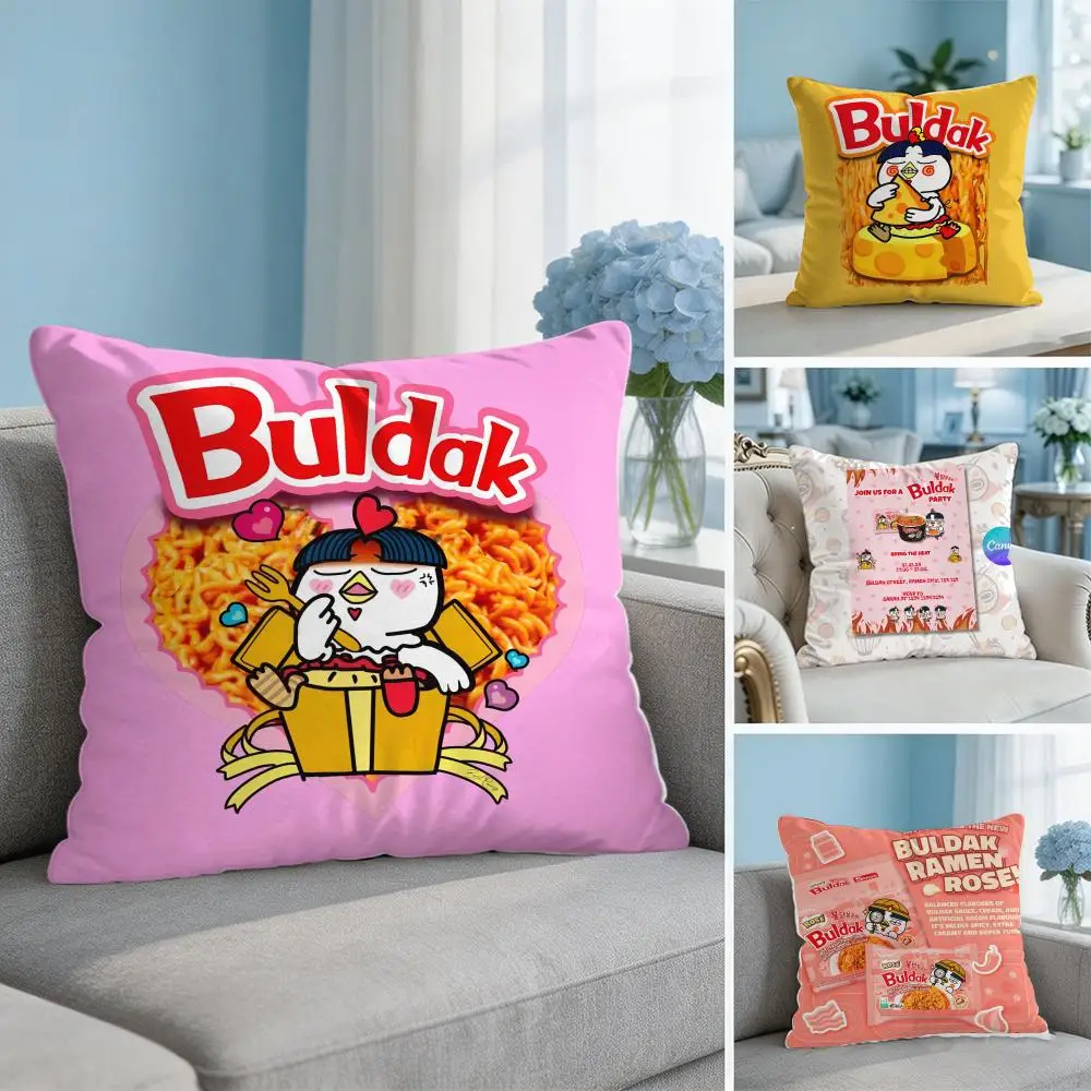 B-Buldak Rame Funny Cushion Cover Square Pillow Bedroom Sofa Leisure Comfort Living Room Home Decoration 40X40
