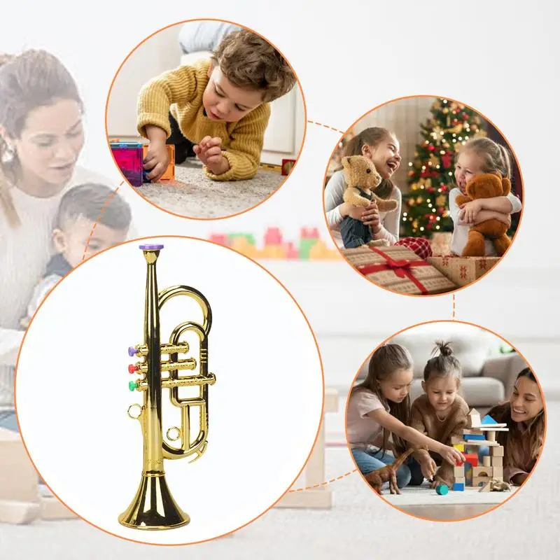 Trompete Horn Spielzeug Blechblasinstrumente Kinder Spielzeug Trompete Horn Eltern-Kind-Musikinstrumente Lehrmittel für Jungen Mädchen Kleinkind