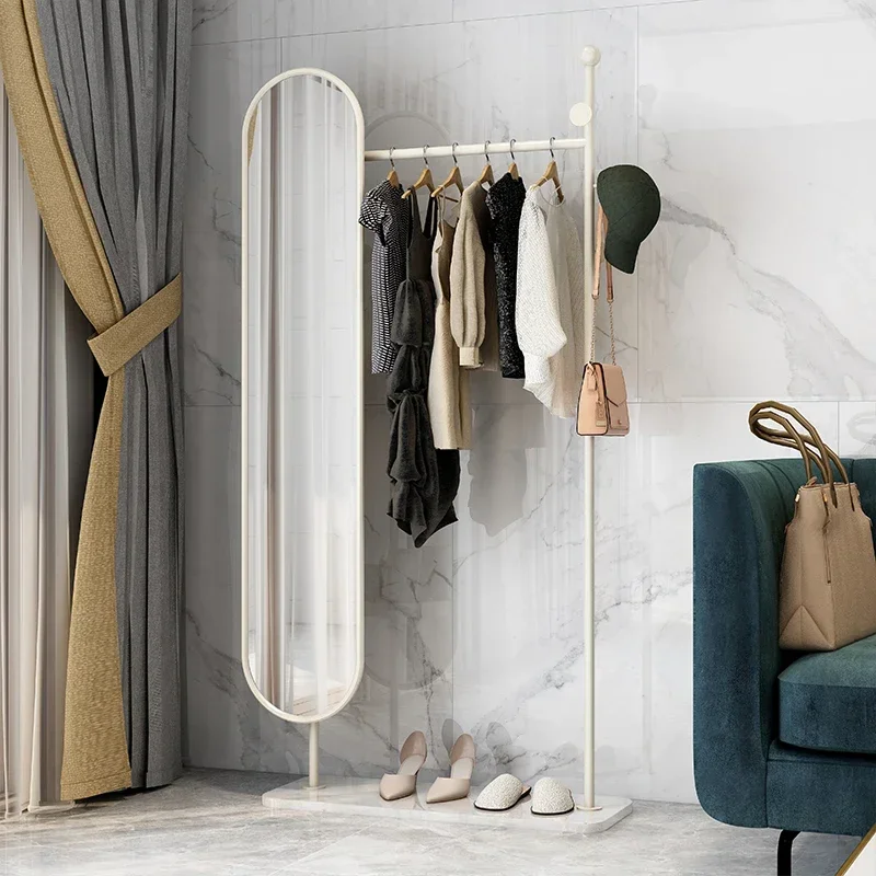 Floor-to-Ceiling Full Body Mirror Hotel Home Bedroom Rotating Full Length Mirror Light Luxury Coat Rack
