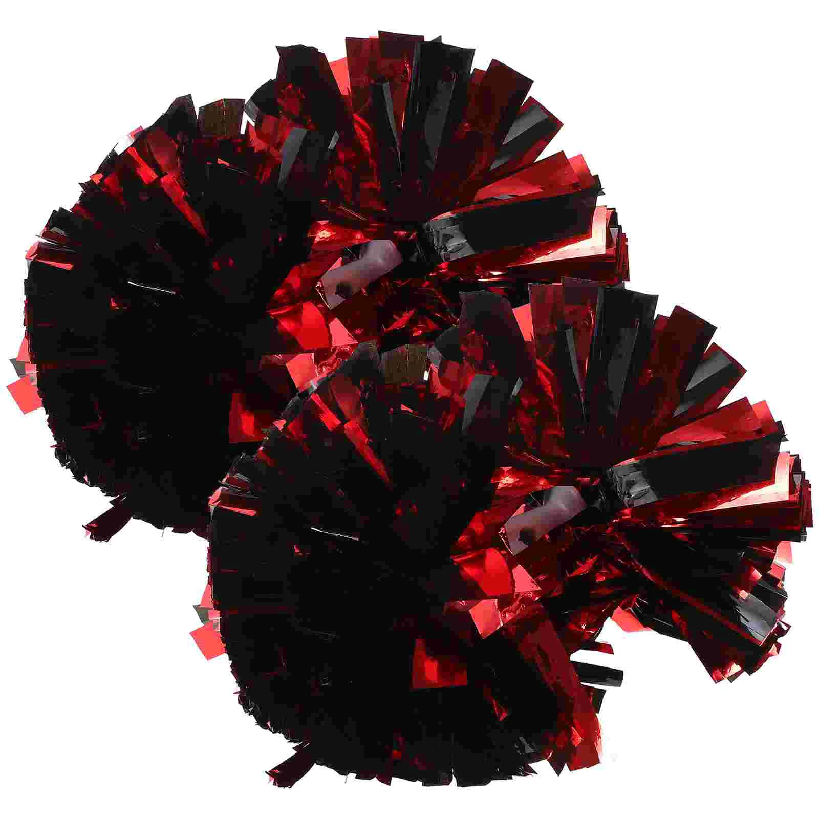 2 Pcs Cheerleading Balls Pom Poms Team Spirit Cheerleader Pompom Foil Black and Red Delicate Cheering Props Hand Flower