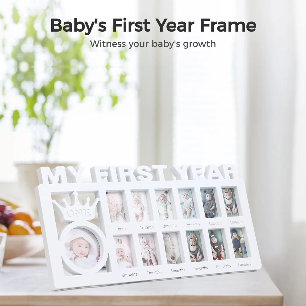 Newborn Baby Picture Frame My First Year Newborn Keepsake Frame 12 Months Baby Shower Gift Photo Frame For Memories White Color