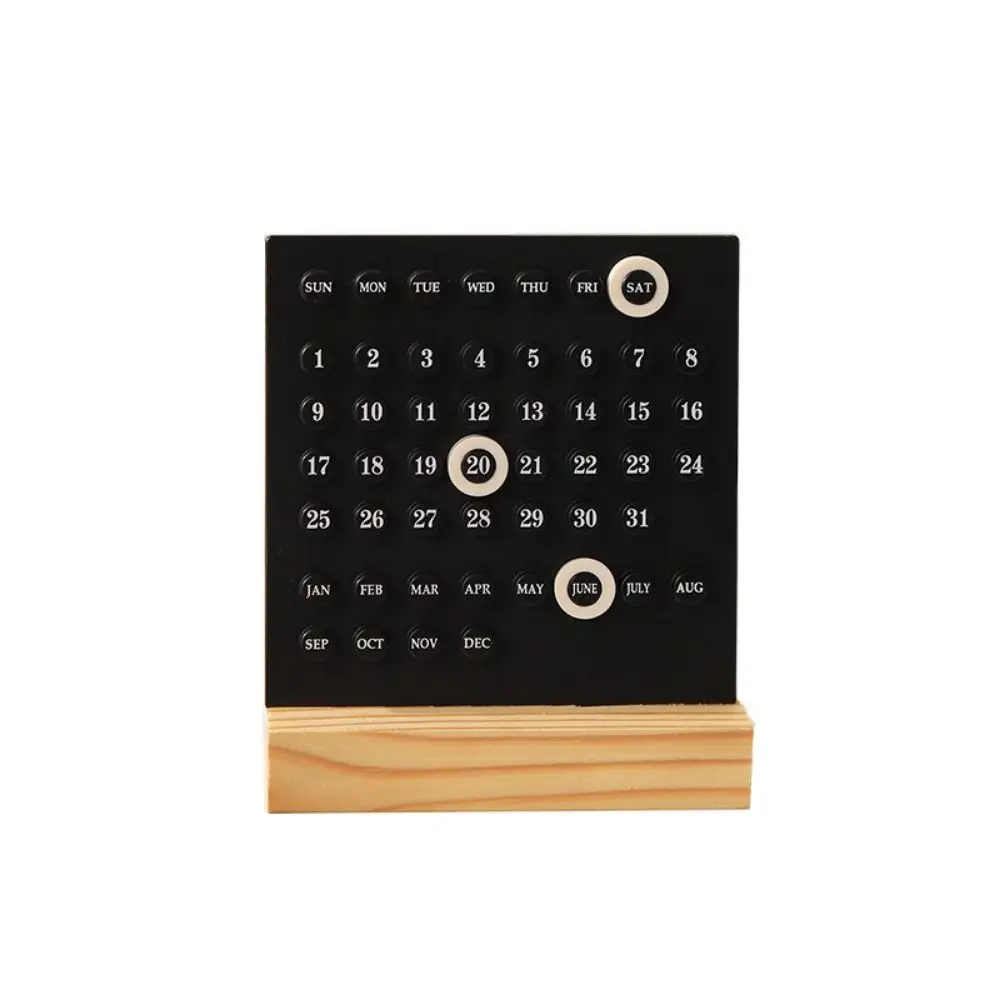Calendario fai-da-te in acrilico con base in legno Diecimila anni Pianificatore di data in acrilico fatto a mano 3 anelli Calendario perpetuo manuale azionato a mano