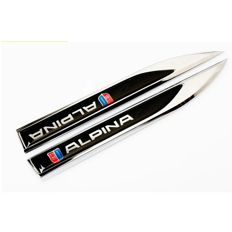 2 x Car Body Fender Side Metal Chrome Zinc Alloy Knife Side 3D Emblems Badge Sticker Decals For Alpina B5 B6 B7 D3 D4 D5 XD3 XD4