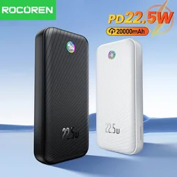Rocoren 22.5W Power Bank 20000mAh QC PD 3.0 Fast Charge PowerBank Portable 10000mAh External Battery For iPad iPhone 17 Pro