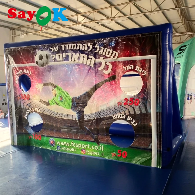 Pvc Inflatable Football Soccer Goal Backdrops Inflatable Penalty Shootout Goal Door With Pump For Kids Adults Sports Game