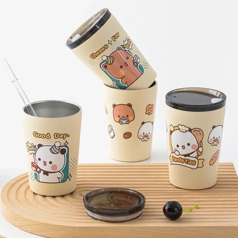 320/360ml Cute Cartoon Mitao Cat Water Bottle 316 Stainless Steel Vacuum Cups Capacity Kawii Girl Portable Travel Thermos Bottl