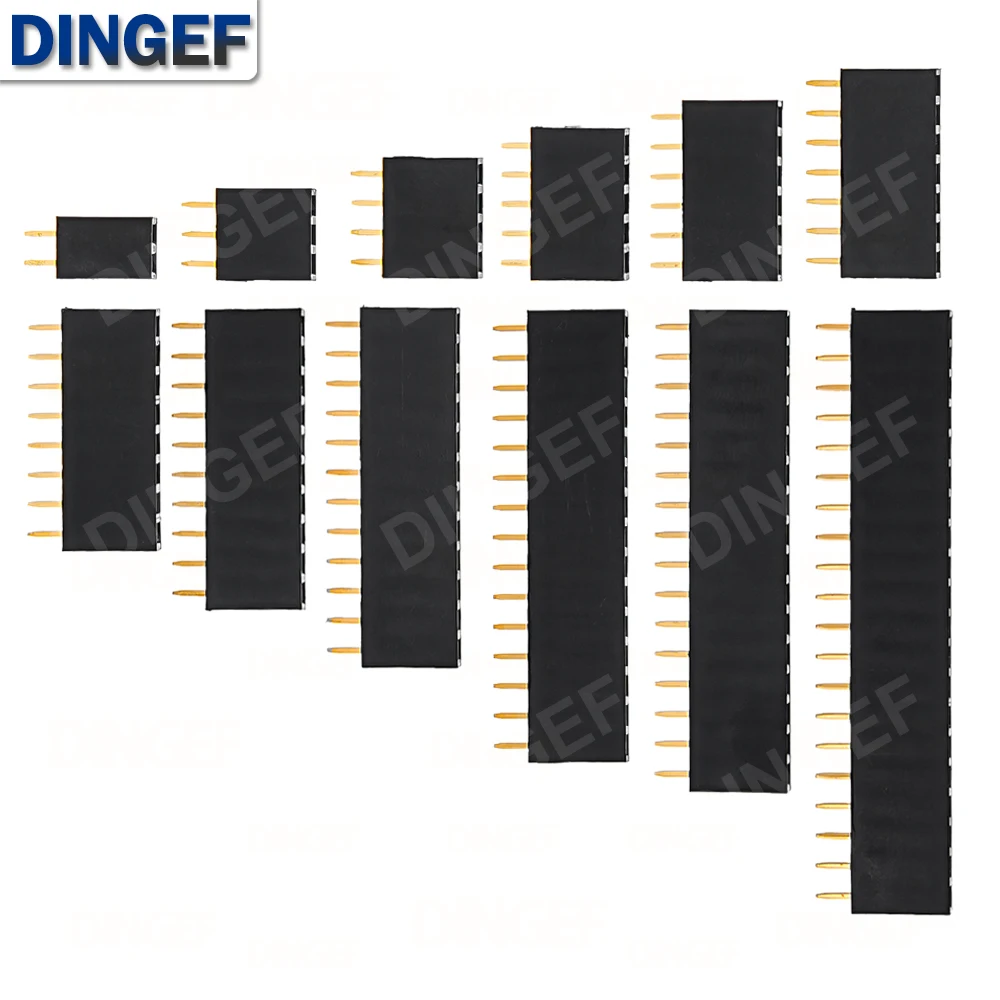 10PCS Single Row Pin Female Header Socket Pitch 2.54mm 1*2p 3p 4p 5p 6p 7p 8p 9p 10p 12p 14p 16p 18p 20p 22p 40p Pin Connector