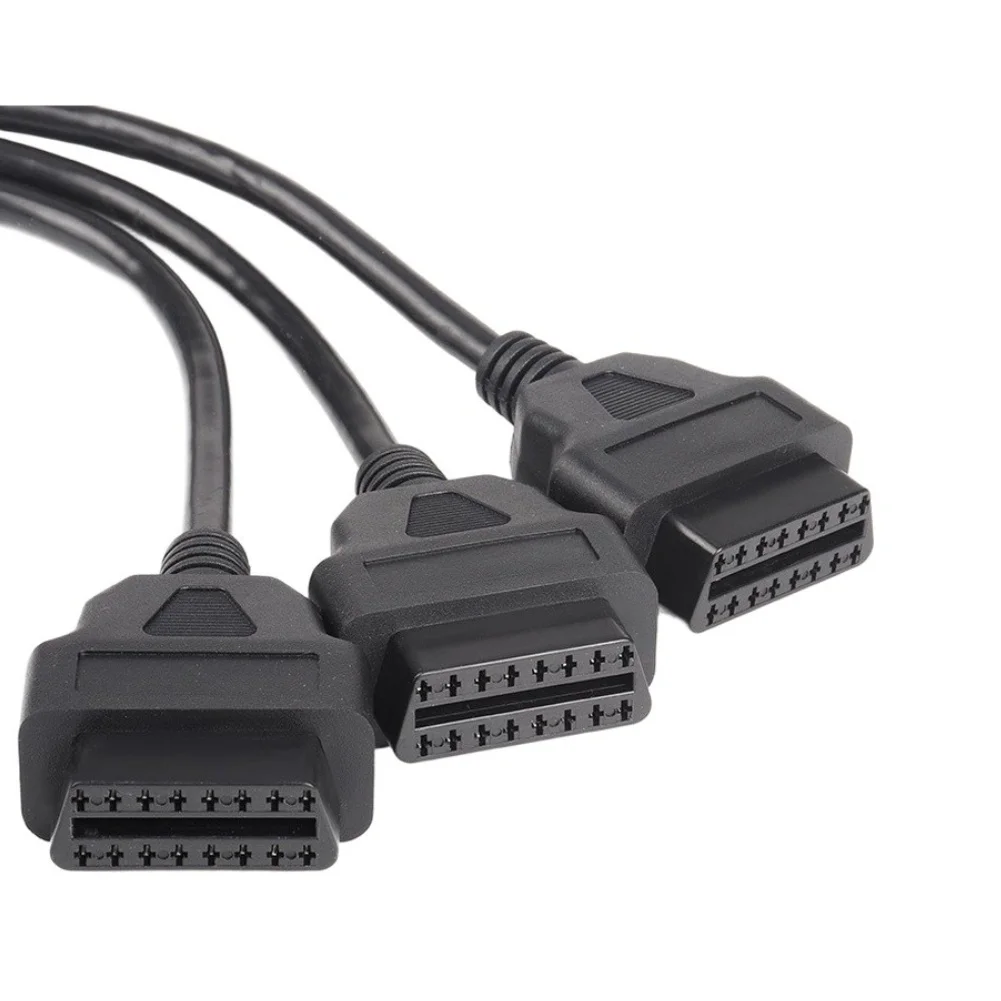 For OBD II Extension Cord with Functional L-Plug Design and 1-to-3 Splitter for Expanded For OBD2 Device Support