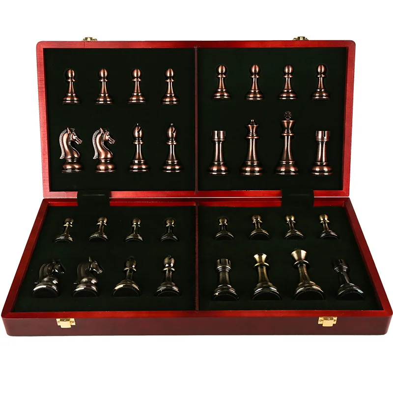 52CM Large Luxury Chess Set Professional Board Games Folding Checkerboard Metal Chess Pieces Family Table Games Ornaments Gifts