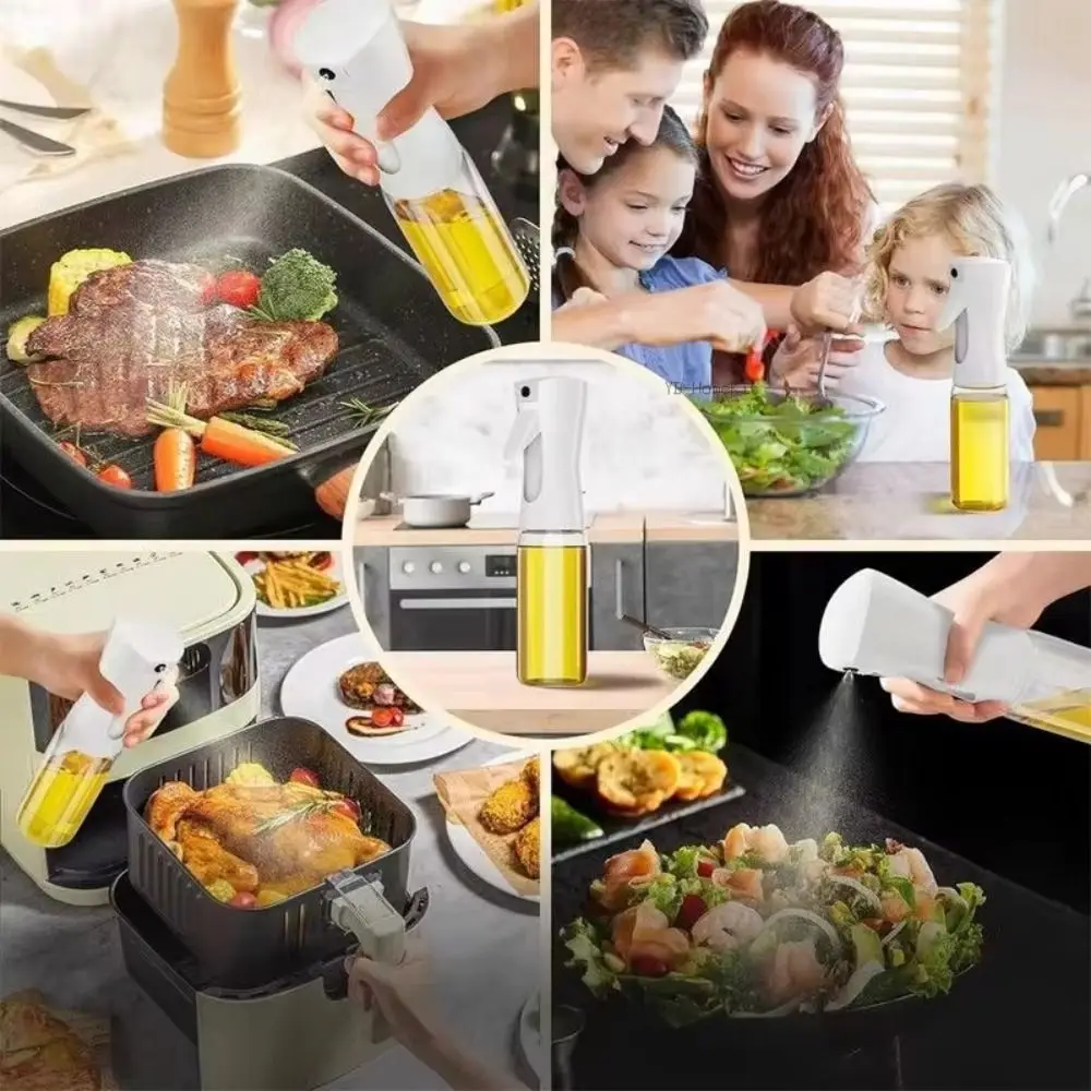 

200ml Oil Spray Bottle Glass Material Precision Spray Olive Oil Dispenser Anti-leakage Design Food Grade Vinegar Sprayer