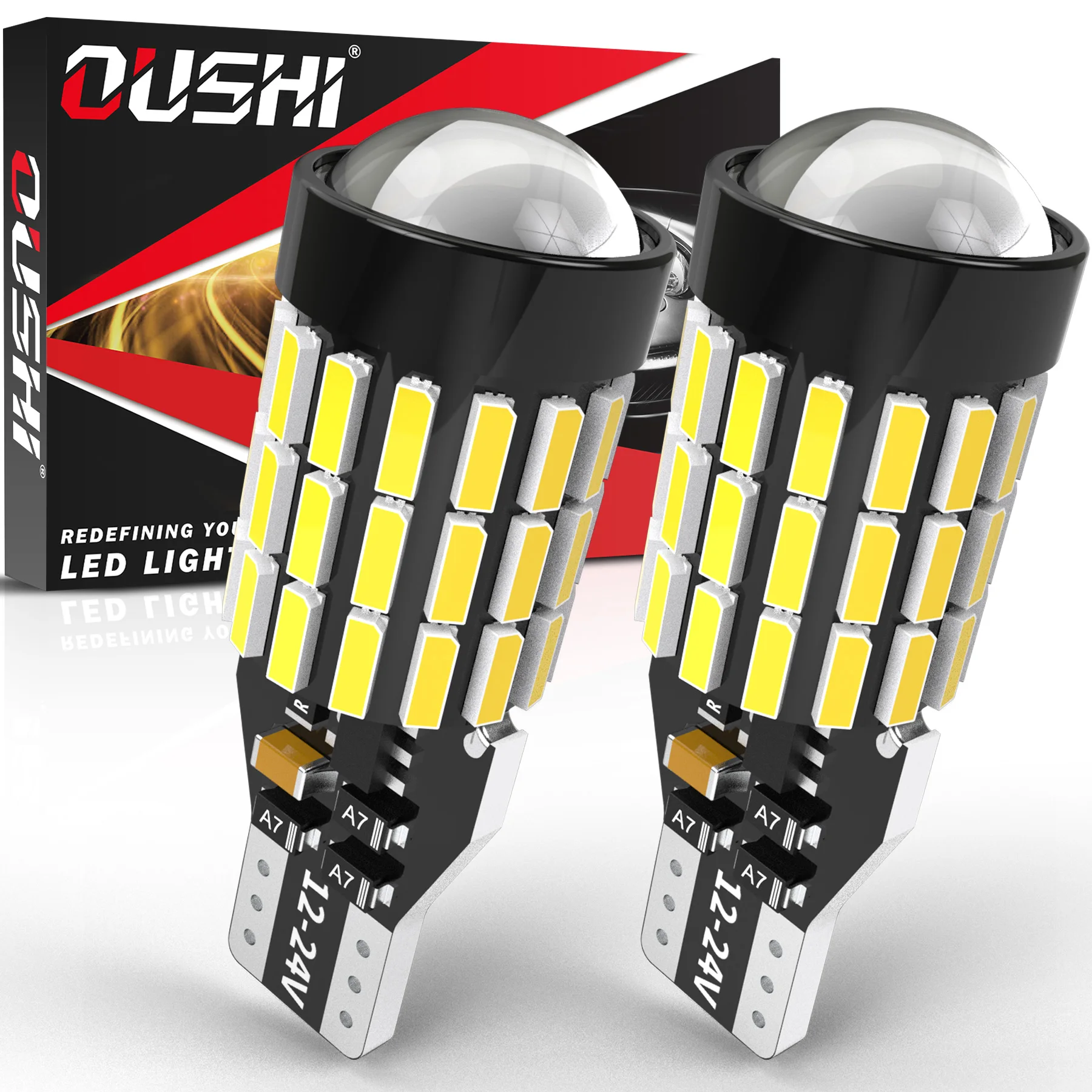 OUSHI 2pcs W16W T15 Led Reverse Light Bulb Canbus Error Free 12V 6000K Xenon White 4000 Lumen 921 912 904 906 Led Back Up Light