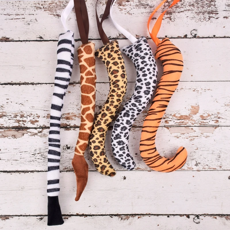 Funny Animal Costume Set Zebra Tiger Leopard Giraffe Ears Headband Tail Set Fancy Dress Up Halloween Cosplay Costume