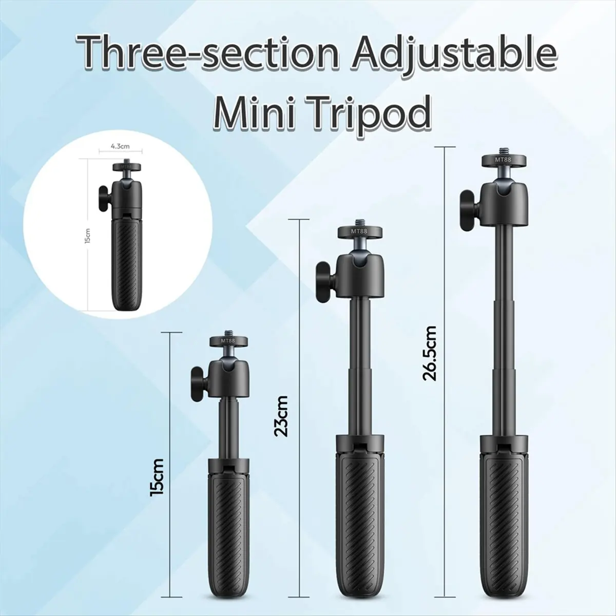 A40I MT88 Tripod Selfie Stick Desktop Tripod Hand-Held Tripod Stand for Smartphone Camera for Backpack Clip