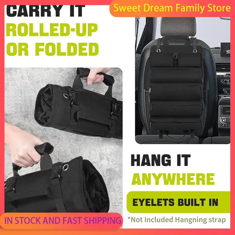 SDFC-gereedschapsoproltas, gereedschapsorganizer op rol met 3 afneembare zakjes, gereedschapsrolzakje voor monteur/elektricien/motorfiets