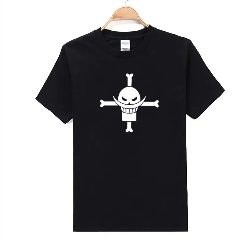 2019 Cotton  Breathable Slim Fit Men Whitebeard Pirates Men Tops Short Sleeve Fire Fist Ace Men T Shirt Anime Cosplay