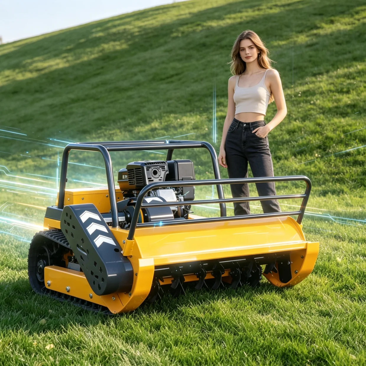 

Customized Flail Lawn Mower Low Fuel Consumption Remote Control Long Working Time Petrol Engine for Commercial Household
