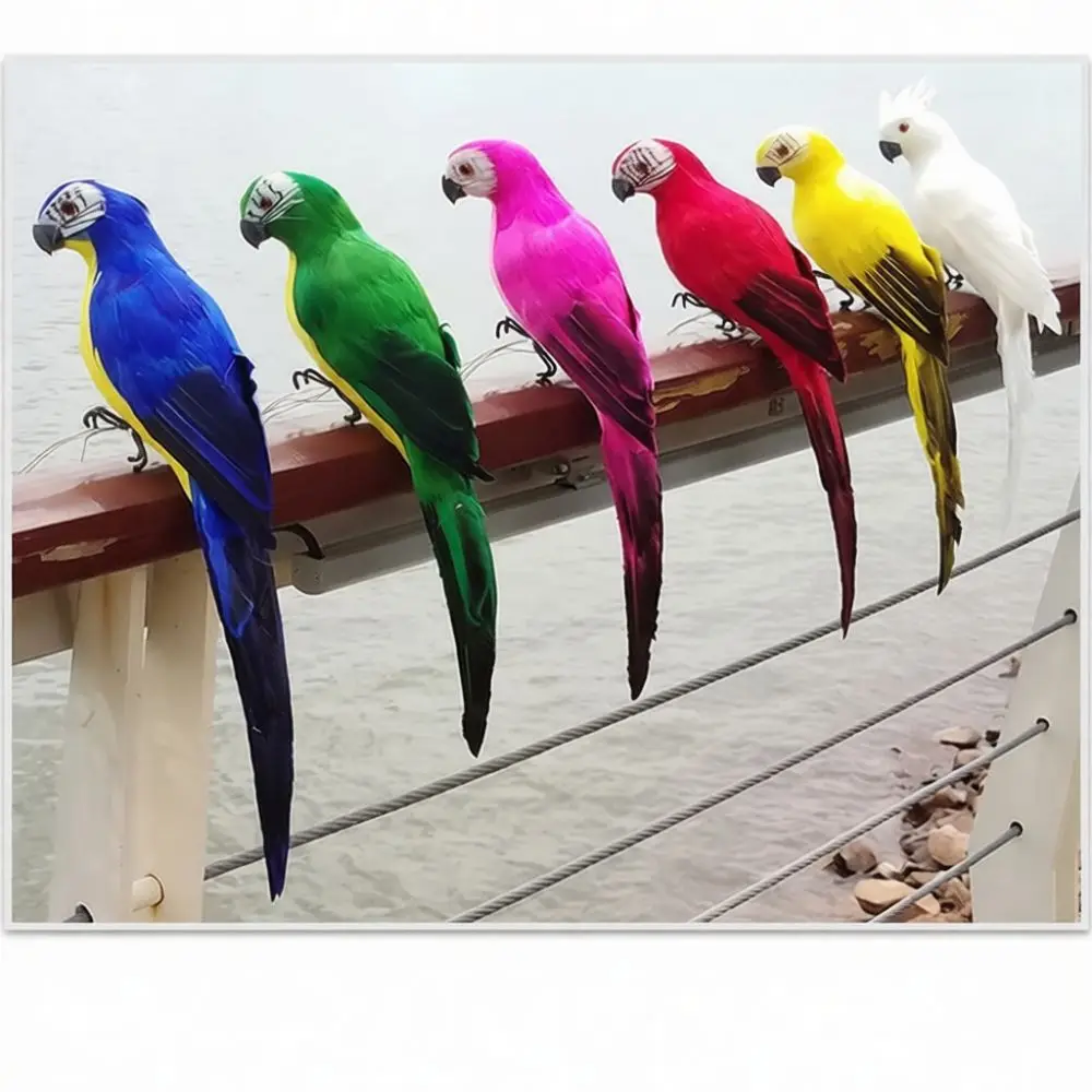 Simulation Macaw Parrot Statue Foam Feather Craft Realistic Animal Model For Indoor Outdoor Patio Yard Decor