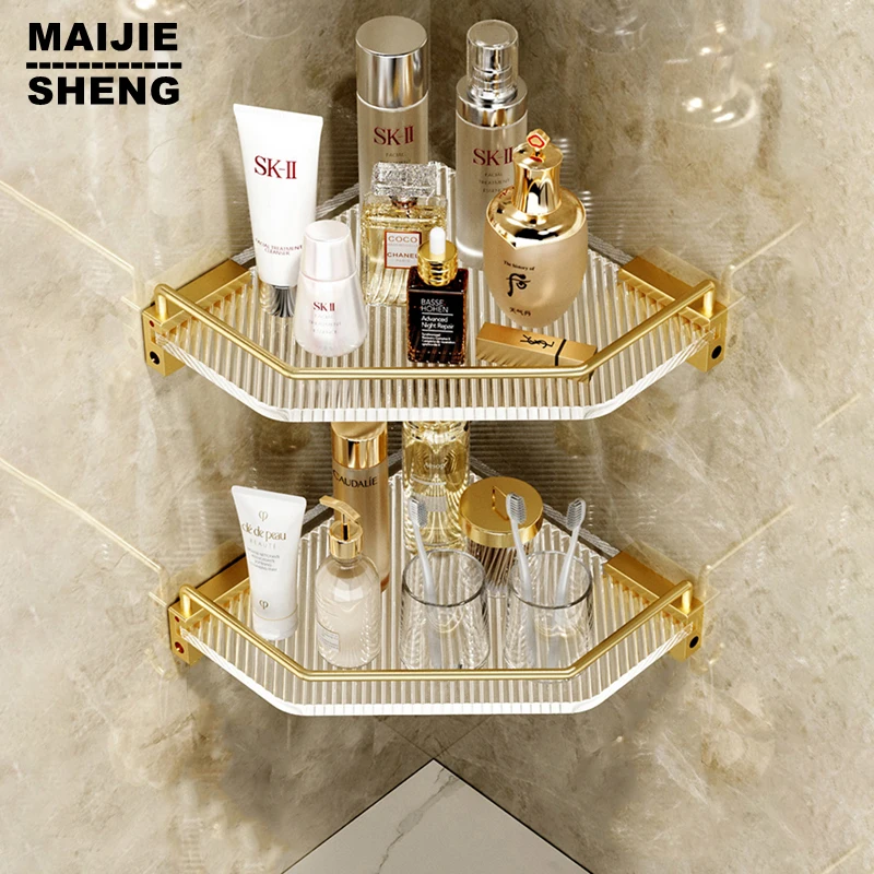 

Acrylic Wall Mounted Triangle Shelf Space Saving Removable Design Shelf for Kitchen Bathroom Wall Mounted