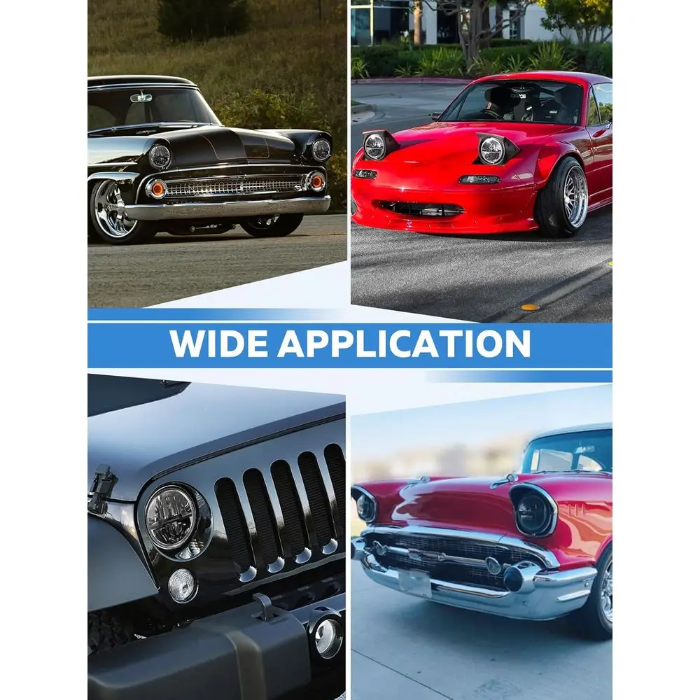 7 أزواج من المصابيح الأمامية LED، أبيض بارد، شعاع عالي/منخفض، توصيل وتشغيل، معتمد من وزارة النقل، متوافق مع جيب رانجلر JK/TJ/CJ، Tr