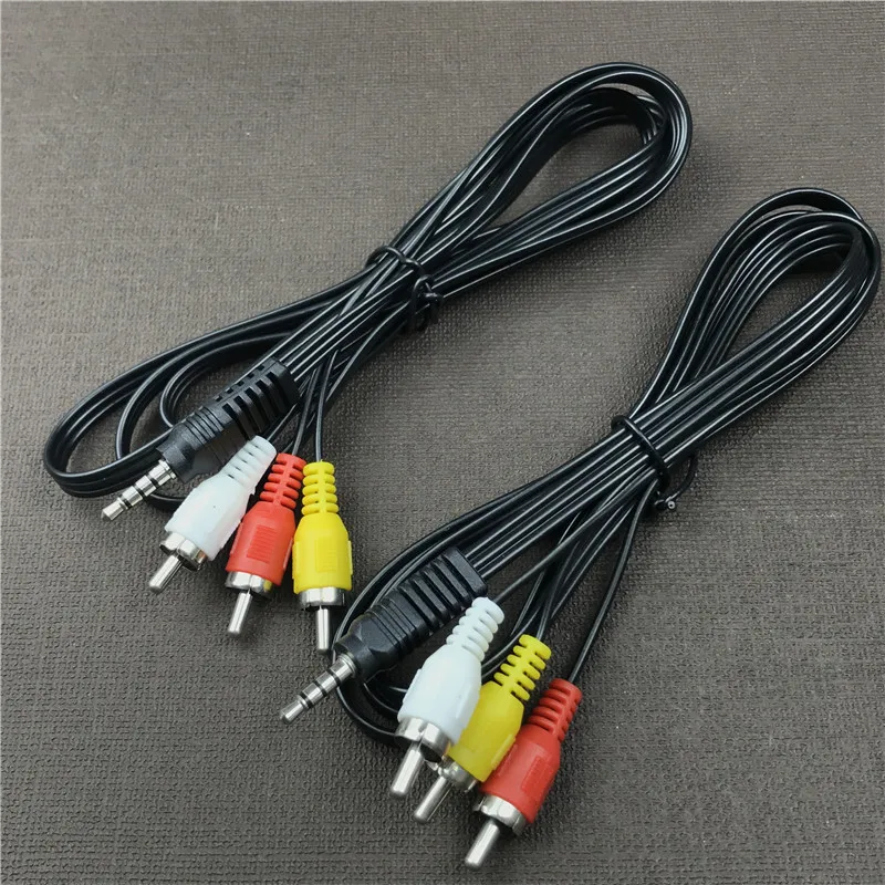 High Quality 3.5 to RCA Male Audio Video AV Cable Wire Cord 60cm 3.5mm Jack Plug   3  Adapter  &  Cables