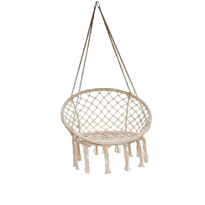 Outdoor Camping Cotton Rope Woven Tassel Hanging Chair Swing European And American Courtyard Swing Hanging Chair