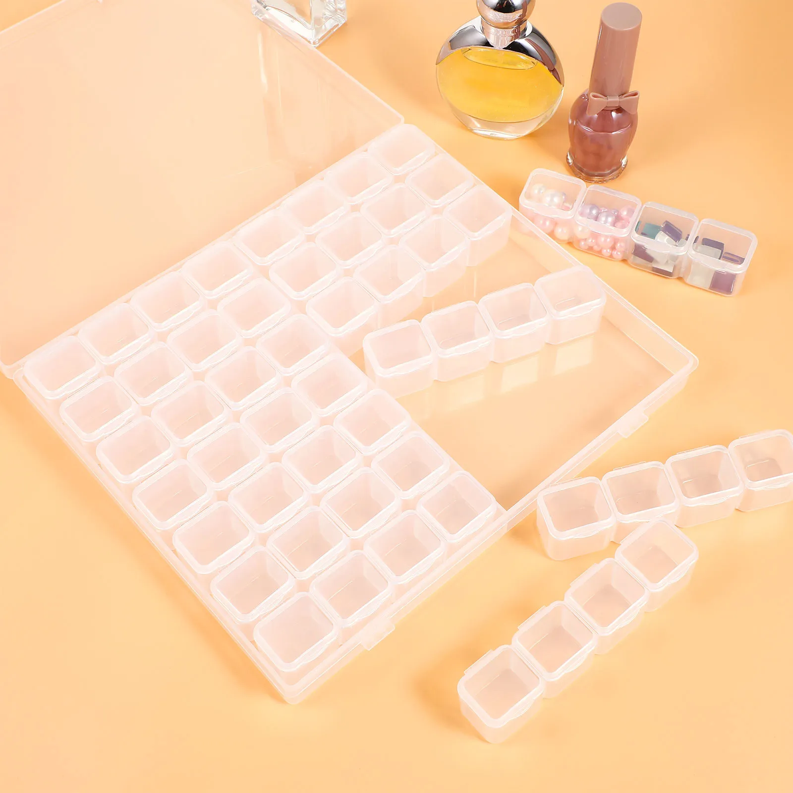 

Nail Art Organizer Box Plastic 56 Compartments Clear Jewelry Storage Container Beads Charms Organizer Manicure Supplies