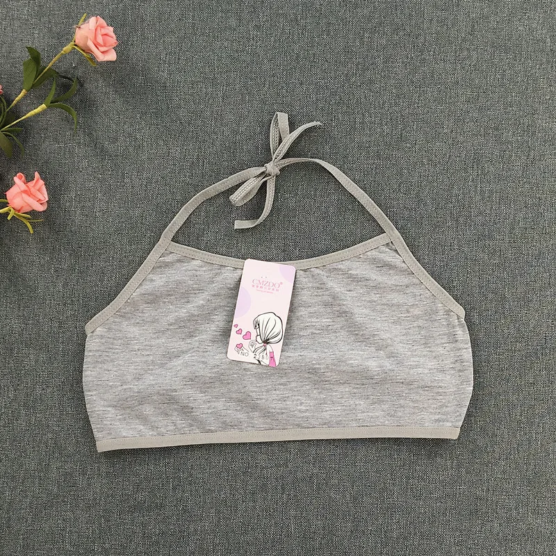 

Young Girls Solid Soft Cotton Bra Puberty Teenage Breathable Underwear Sport Training Bras 8-14Years Cute Bra