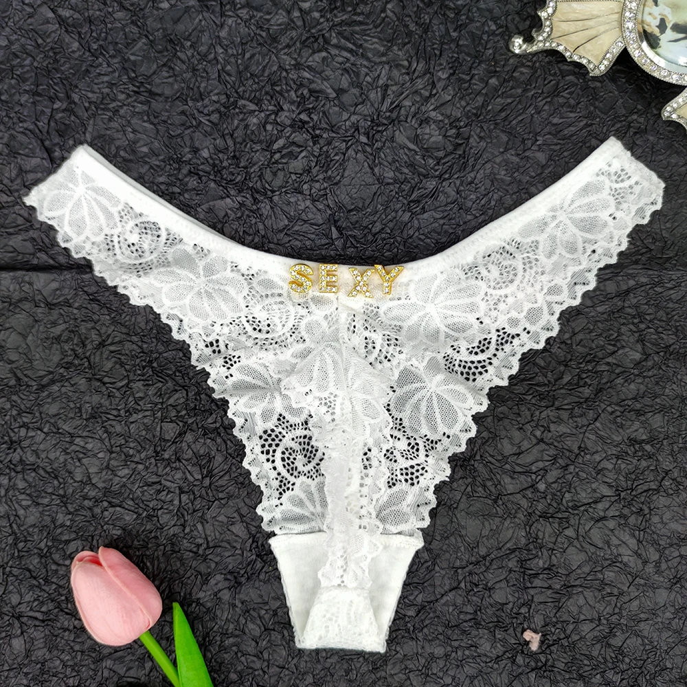 Custom Name Thong Hotwife Lace Lingerie  Letter String Personalized Gifts UnderwearSoft Tanga DIY Sexy Female Hot Bikini Panties