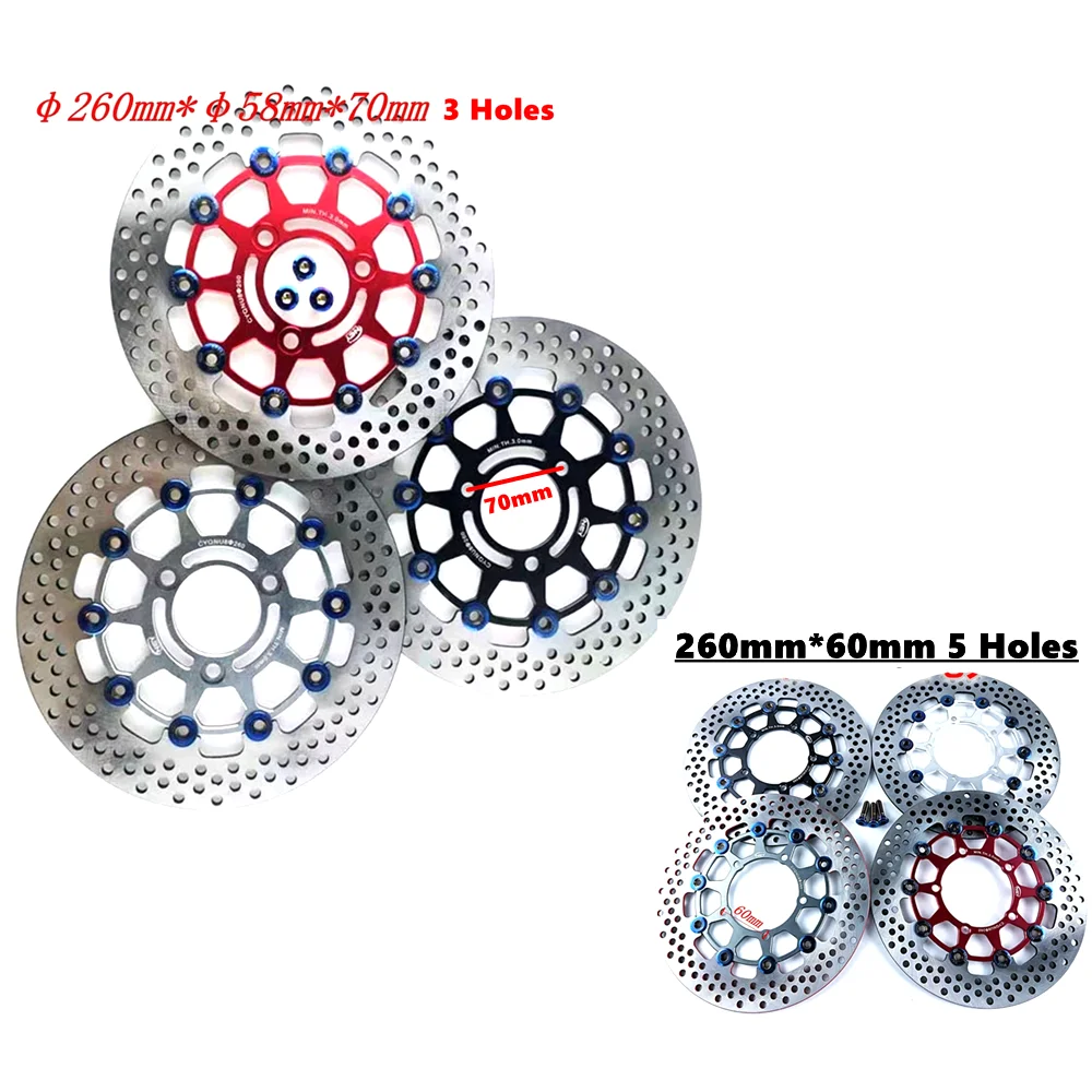 Universal Motorcycle 3 Hole 260*70mm / 5 Hole 260*60mm Floating Disk brake Disc For Yamaha Scooter Aerox BWS RSZ FORCE M3 N1S