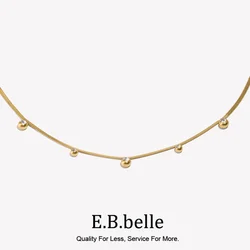 E.B.belle 18k Gold Plated Small CZ Charm Choker Herringbone Chain Crystal Beads Pendant Necklace Dainty Jewelry for Women 16''